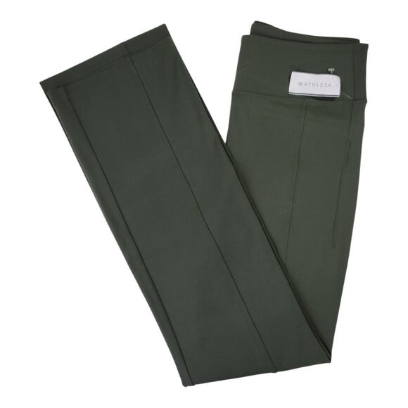 Athleta Delancey Straight Leg Flat Front Pants‎ Green Women's Size Medium NWT - Picture 5 of 14